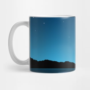 Starry Night D20 Dice Lake Reflection Tabletop RPG Maps and Landscapes Mug